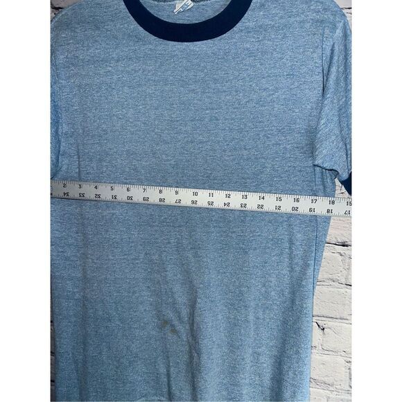 Vintage Towncraft Shirt Men’s Large Blue Ringer 50/50 60s 70s JCPenneys Two Tone - Picture 6 of 7